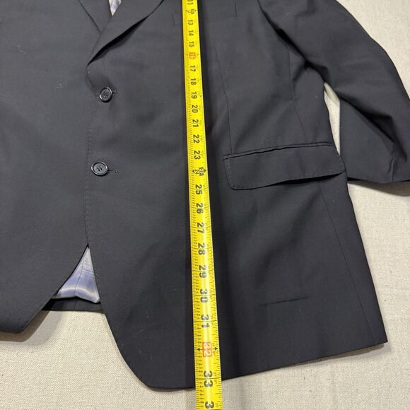 Bergamo Elegant Mens 54R Black 100% Wool Blazer Suit Jacket 2 Button Made Italy - Picture 6 of 6
